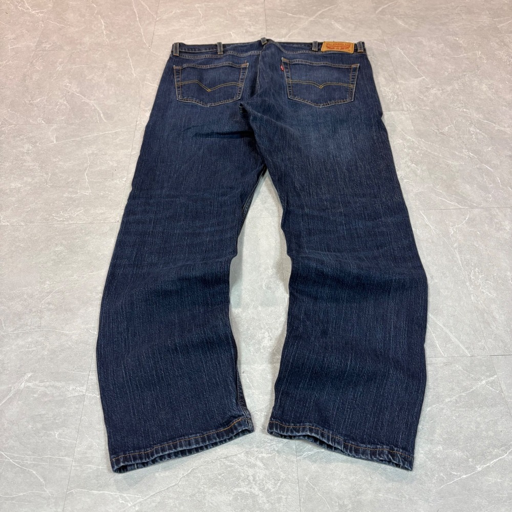 Levis 505 Regular Fit Dark Wash Blue Denim Jeans Mens 38x32 Straight Leg 2453